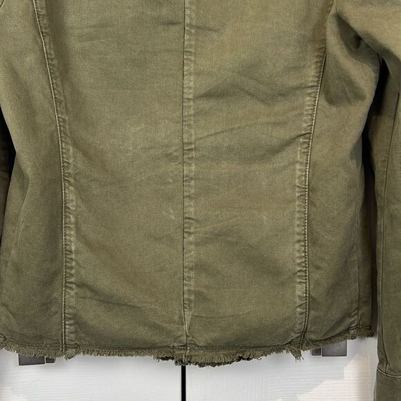 Zara Unisex Relaxed Fit Olive Green Frayed Hem‎ 100% Cottage Jacket Size M - Picture 10 of 13